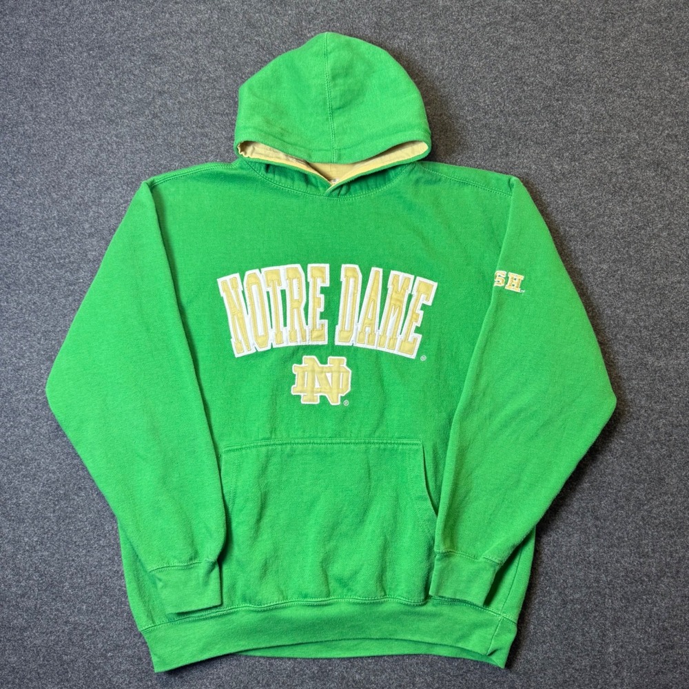 B5 Notre Dame Hoodie Mens XL Green Fighting Irish Pullover Embroidered College
